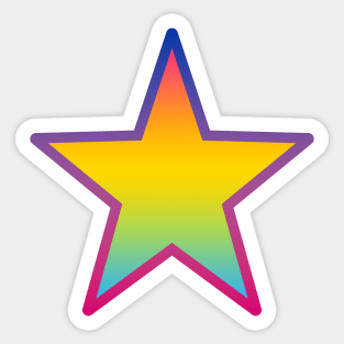 Bi+ Star (Pan Flag with upside-down Bi Flag outline) Sticker